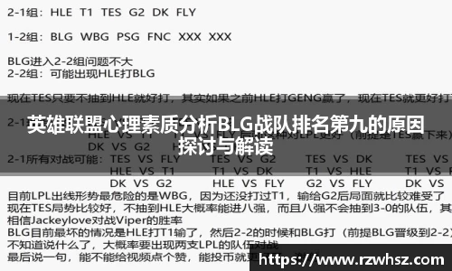 英雄联盟心理素质分析BLG战队排名第九的原因探讨与解读