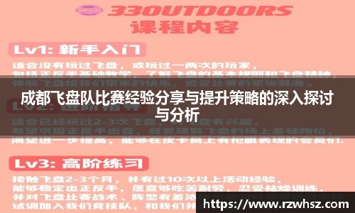 成都飞盘队比赛经验分享与提升策略的深入探讨与分析