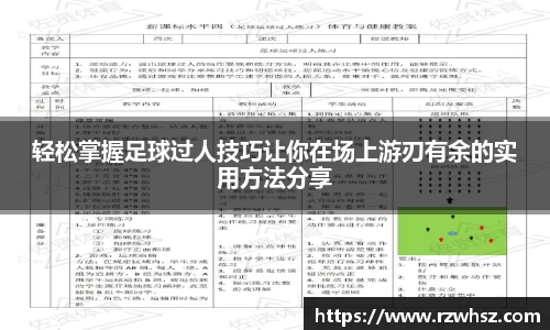 轻松掌握足球过人技巧让你在场上游刃有余的实用方法分享
